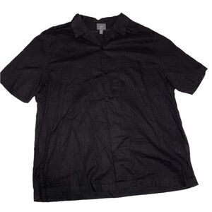 H&M Black Short Sleeve Button Up Shirt XL Lightweight Casual
